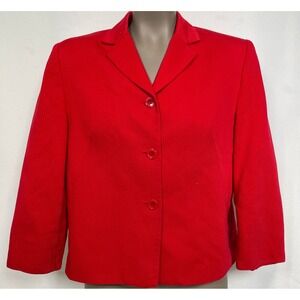 Pendleton Red Textured Wool Blend 3 Button Blazer Jacket Women's Petite 14P